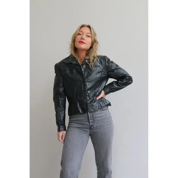 G-III Jackets Coats 97s Giii Ruffle Leather Jacket Womens